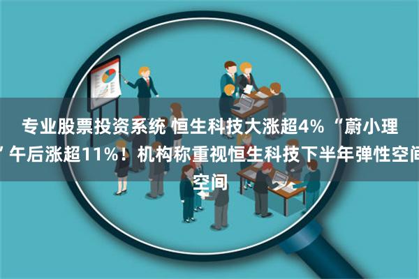 专业股票投资系统 恒生科技大涨超4% “蔚小理”午后涨超11%！机构称重视恒生科技下半年弹性空间