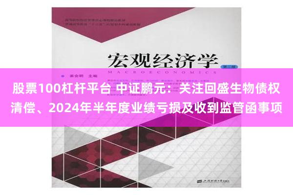 股票100杠杆平台 中证鹏元：关注回盛生物债权清偿、2024年半年度业绩亏损及收到监管函事项