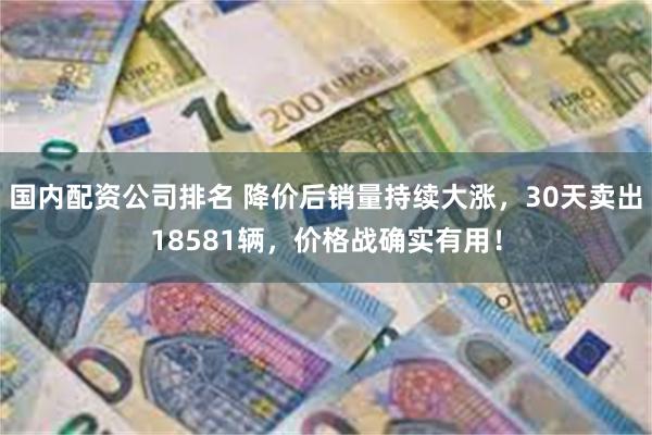 国内配资公司排名 降价后销量持续大涨，30天卖出18581辆，价格战确实有用！